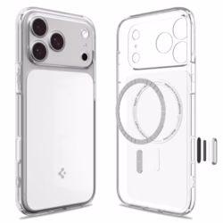 Spigen Ultra Hybrid T MagFit Case for iPhone 17 Pro Max (2025), Compatible with MagSafe Accessories [Anti-Yellowing] [Camera Control Covered] [Military-Grade Drop Protection] - Glossy White