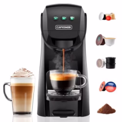 Warriors1 5 in 1 Pod Coffee Machines for Nespresso Original, Dolce Gusto, Lavazza A Modo Mio, Espresso Point Capsule and Ground Coffee, 20Bar, 0.8L, Automatic Small Coffee Machine for Home and Office