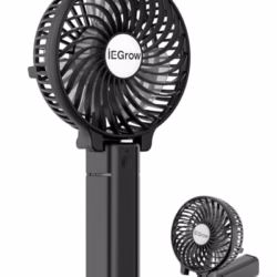 Handheld Fan, Portable USB Mini Travel Fan with 2000mAh Rechargeable Battery, 3 Speeds Desk Fan for Home, Office and Travel-Black