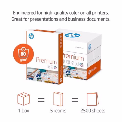 HP Papers, Premium A4 Paper, 210x297mm, 80gsm, 5 Ream Carton, 2500 Sheets - FSC Certified Copy Paper, 5 Count (Pack of 1) - Image 5
