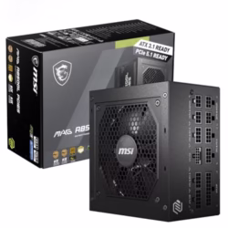 MSI MAG A850GL PCIE5 Power Supply Unit, 850W, 80 Plus Gold, Fully Modular, ATX 3.0, PCIe 5.0 GPU Support, Black Flat Cables, 7 Year Warranty