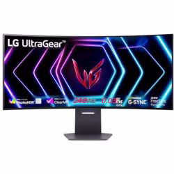 LG UltraGear Curved OLED Gaming Monitor 39GS95QE, 39 Inch, 1440p, 240Hz, 0.03ms Response Time, HDR 10, NVIDIA G-Sync compatible & AMD FreeSync, Smart Energy Saving, DisplayPort, HDMI