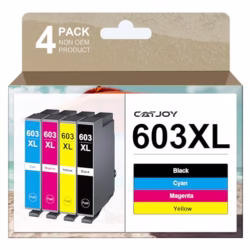 603XL Ink Cartridges Multipack Replacement for Epson 603 XL for Expression Home XP-3100 XP-4100 XP-2100 XP-2105 XP-3105 Workforce WF-2810 WF-2830 WF-2835 (Black Cyan Magenta Yellow，4-Pack)