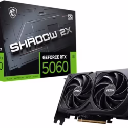 MSI GeForce RTX 5060 8G SHADOW 2X OC Graphics Card - RTX 5060 GPU, 8GB GDDR7 (28Gbps/128-bit), PCIe 5.0 - DUAL-Fan Thermal Design (2 x TORX FAN 5.0) - HDMI 2.1b, DisplayPort 2.1b