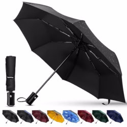 TechRise Umbrella, Compact Strong Windproof Automatic Umbrellas, Folding Lightweight, Portable Travel Golf Umbrella for Rain