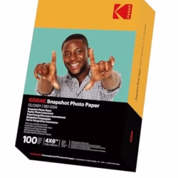KODAK Snapshot Photo Paper - Instant Photo Paper, Glossy Finish, Pack of 100 Sheets, 102 x 152mm, 180 gsm, Compatible with Inkjet Printers