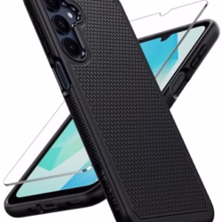 FNTCASE for Samsung A17/A16 Phone Case: Dual Layer Protective Heavy Duty Galaxy Cell Cover with Non Slip Textured Back - Shockproof Rugged Military Grade Drop Protection Bumper Tough (Black)