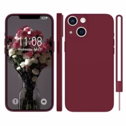 for iPhone 13 Case Silicone,for iPhone 13 Phone Case Shockproof Cover with Microfiber Lining,Silky-Soft Touch Full-Body Protective,Wine Red