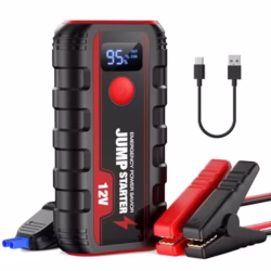 Jump Starter Power Pack Booster - Portable 12V Car Battery Jumpstart Bank Motorcycle Jumper Start with Leads LCD Screen LED 13200Mah Engine Up To 6.0L Gas or 5.5L Diesel