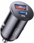 INIU Car Charger, Cigarette Lighter USB Charger Total 60W [USB C 30W+USB A 30W] 12V USB Socket, PD3.0 Fast Charge Car Phone Charger Metal Adapter for iPhone 17 16 15 14 13 Pro Max iPad Samsung Google