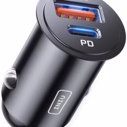 INIU Car Charger, Cigarette Lighter USB Charger Total 60W [USB C 30W+USB A 30W] 12V USB Socket, PD3.0 Fast Charge Car Phone Charger Metal Adapter for iPhone 17 16 15 14 13 Pro Max iPad Samsung Google