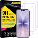 4youquality [3-Pack Screen Protector for iPhone 17/17 Pro / 16 Pro (6.3-Inch), Tempered Glass Film, [LifetimeSupport][Impact-Protection][Anti-Shatter][Anti-Scratch]