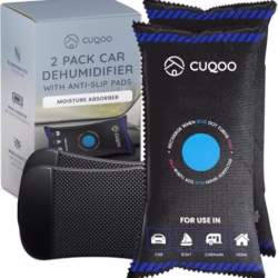CUQOO Car Dehumidifier Bag – Reusable Moisture Absorber for Car Interior with Anti-Slip Mat – Microwave Reactivated Dehumidifier Bags for Condensation, Damp & Fog