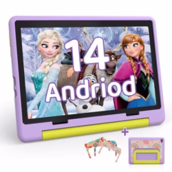 HotLight Kids Tablet 10 inch Android 14 Octa-Core, 8GB RAM+64GB ROM, 1280 * 800 IPS, 5MP+8MP Dual Camera, 5000mAh, Parental Control, WiFi 6/BT 5.3, Child Tablet with Protective Case(Purple)