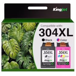 KINGJET 304XL Printer Ink 304 XL Ink Cartridges Combo Pack Replacement for HP 304 Ink Cartridges Black and Colour for HP Envy 5010 5020 5032 5030 5000 DeskJet 3760 3762 2600 2620 2630 2633 3720 3750