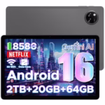 DOOGEE TAB A9+ Newest 2025 Android 16 Tablet, 11 Inch Tablet with Gemini AI, 8580mAh & T7200 Octa Core Android Tablets, 20GB+64GB/2TB LPDDR4X, 13MP+5MP, Widevine L1|Face ID|BT 5.0|5G WiFi|GPS|FM|OTG