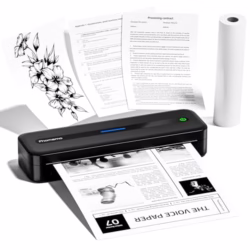 Phomemo M832 Portable Printer, 300dpi Thermal Printer A4 Compatible with Phone & Laptop, Wireless Inkless Printers for Home, Photo, Study, Business Trip, Bluetooth Monochrome Printer, Black