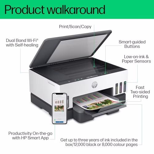 HP Smart Tank 7005 All in One Printer | Perfect for Home | Colour | Wireless | Print, Scan, Copy | Includes up to 3 Years of Ink | Refillable | 2-Sided Printing | Easy Setup | Reliable Wi-Fi - Image 3