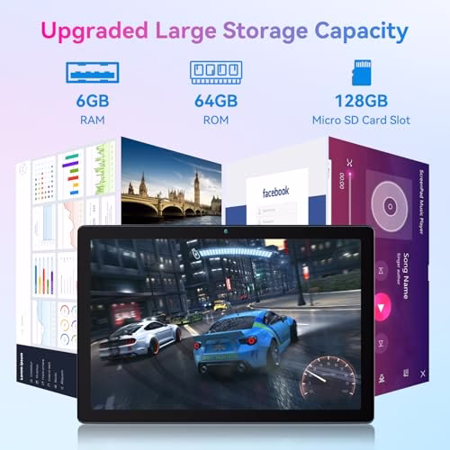 Tablet 10 Inch Android Tablets 6GB RAM + 64GB ROM Quad-Core 5000mAh 1280 x 800 HD Touch Screen 5MP + 8MP HD Camera Bluetooth 5.2 Tablet PC (Silver) - Image 4