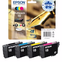 Epson 16 Pen & Crossword Genuine Multipack, 4-colours Ink Cartridges, DURABrite Ultra Ink