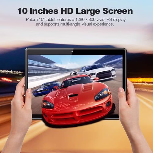 PRITOM 10 inch WiFi Tablet Android 13, 64GB ROM, Expandable to 512GB, Quad Core Processor, HD IPS Screen, 6000 mAh Battery, Dual Camera, Bluetooth, Tablet (Black) - Image 6