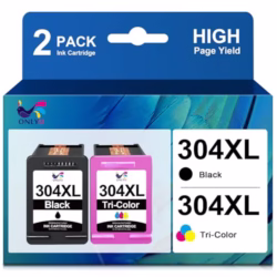 ONLYU 304XL Ink Cartridges Replacement for HP 304 Ink Cartridges 304 XL Combo Pack for HP Envy 5020 5032 5010 5030 5000 DeskJet 3760 2600 2620 2632 2630 3762 2622 2622 (1 Black, 1 Tri-colour)