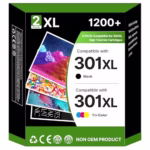 301 XL Ink Multipack Compatible with HP 301 301XL Printer Cartridges for HP Envy 4500 4504 5530 5534 for Deskjet 1510 1512 2512 2540 2544 for Officejet 4630 2620 2620 2622 2624 (Black/Color)