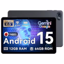 Tablet 2025 Latest Android 15 Tablets, 10.5 inch Tablet with HD+IPS Display, 12(4+8) GB RAM+64GB ROM/ 2TB TF, Gemini AI 2.0, GPS, 5G WiFi, 2.0GHz CPU & 5MP Camera, 6000mAh, GMS Certified
