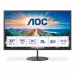 AOC Q32V4 - 32 inch QHD Monitor, 75Hz, 4ms, IPS, Adaptive Sync , speakers , FlickerFree (2560x1440@ 75Hz, 250 cd/m², HDMI 1.4 x 2, DisplayPort 1.2 x 1),BLACK