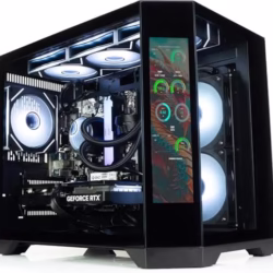 ionz Gaming PC - Desktop Computer, Ryzen 5 5600, NVIDIA RTX 5060,16GB RAM 1TB SSD, 240mm AIO Liquid Cooling, Windows 11, 650W 80+ PSU, WiFi, (APEX VISION, Black)