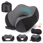 Travel Pillow for Airplane, Neck Pillow for Travel, Memory Foam Travel Neck Pillow for Adults, Adjustable & Compact Flight Pillow, Ergonomic Neck Cushion, With Ear Plugs, Eye Mask, Carry Bag