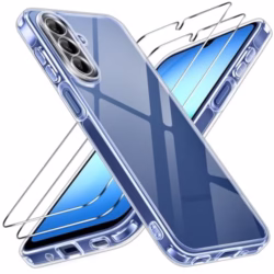 ivoler for Samsung A17 Phone Case with 2 Pieces Tempered Glass, Military-Grade Protection, Transparent Anti-Shock Cover for Galaxy A17 5G / A17 4G - Clear