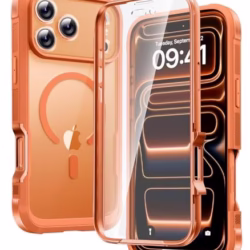 Diaclara Magnetic for iPhone 17 Pro Max Case 6.9-Inch, Fit for MagSafe, Full Body Bumper Case with Built-in Touch Sensitive Anti-Scratch Screen Protector, [Full Camera Protection] Phone Cover (Orange)