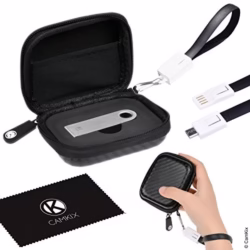 CAMKIX Protective Case for Ledger Nano S Bitcoin/Cryptocurrency Wallet Including USB Strap for Transport, Power and Data Transfer - Durable Nylon Hardshell Case with Mesh Pocket - Light, Secure