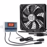 ELUTENG USB Fan 120mm with Digital Temperature Controller, PC Fan 1500RPM 3 Adjustable Speeds with Metal Grill for Laptop/TV Box/AV Cabinet/PS5/Router