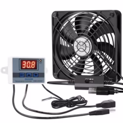 ELUTENG USB Fan 120mm with Digital Temperature Controller, PC Fan 1500RPM 3 Adjustable Speeds with Metal Grill for Laptop/TV Box/AV Cabinet/PS5/Router