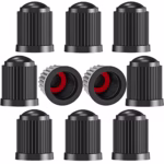 10PCS Tyre Valve Caps, with O Seal Ring, Universal Stem Dust Covers for SUV, Cars, Bike, Motorcycles, Trucks, Heavy-Duty, Airtight Seal, Screw-On, Easy to Operation (10 Pack Black)