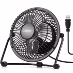 Daffodil UFN100 Portable Desk USB Fan, 4 Inches Stand or Hang Mini Electric Fan with Powerful Wind from 4 Quiet Blades - USB Powered Low Energy Silent Tent/Dash/Desk/Bedside/Truck Fan - Black