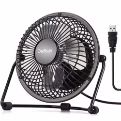 Daffodil UFN100 Portable Desk USB Fan, 4 Inches Stand or Hang Mini Electric Fan with Powerful Wind from 4 Quiet Blades - USB Powered Low Energy Silent Tent/Dash/Desk/Bedside/Truck Fan - Black