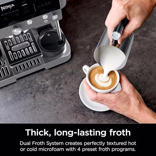 Ninja Luxe Premier 3-in-1 Coffee Machine, Latte, Cappuccino, Cold Brew & Espresso Maker With Built in Bean Grinder & Milk Frother, Easy to Use, 4 Automated Froth Presets, Gun Metal ES601UKGM - Image 6