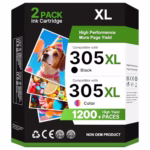 305XL Ink Cartridges Replacement for HP 305 Ink Cartridges Black and Colour for HP305 XL for HP DeskJet 2820E 2810E 2700 2710e 2720e 4120e 2721e Plus 4100 4120 Envy 6020e 6032e Pro 6430,2-Pack