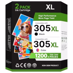 305XL Ink Cartridges Replacement for HP 305 Ink Cartridges Black and Colour for HP305 XL for HP DeskJet 2820E 2810E 2700 2710e 2720e 4120e 2721e Plus 4100 4120 Envy 6020e 6032e Pro 6430,2-Pack