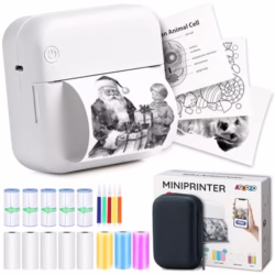 Mini Printer Gift Set - 300 DPI HD Quality - Instant PrintPod - Inkless Portable Thermal Sticker Printer, Bluetooth Label Maker, Mini Photo Maker, Pocket Sticker Maker for Study Notes