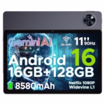 DOOGEE U11 Android 16 Tablets with Gemini AI, 11 Inch Tablet, 16GB+128GB/2TB, 8580mAh, 90 Hz Gaming Tablet, Octa Core Android Tablets, 5G WiFi | Widevine L1 | Face ID | 13MP+5MP | OTG | GPS - Gray