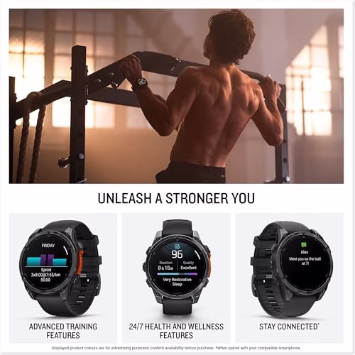 Garmin f?nix 8 GPS 47mm Premium Smartwatch, AMOLED Touchscreen, Multisport, Advanced Health & Training Features,Built-in LED flashlight,Adventure Watch with up to 29 days battery life, Slate Grey - Image 5