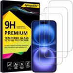 4youquality [3-Pack Screen Protector for iPhone 16 (6.1-Inch), Tempered Glass Film, [LifetimeSupport][Impact-Protection][Anti-Shatter][Anti-Scratch]