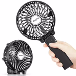 EasyAcc Handheld Fan Portable USB Fan 3 Speeds [Lifetime Service] 180° Foldable Powered Personal Mini Electric Fan With Rechargeable Battery Folding Adjustable Speeds Fan Home Travel Outdoor Black
