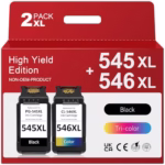 PG-545 CL-546 Ink Cartridge Remanufactured for Canon 545 546 Ink Cartridge, Printer Ink 545 546 for Pixma TS3150 TS3350 TS3355 TS3100 TR4550 TR4551 iP2850 MX495 MG2950 MG3050 Printer (2 Pack)