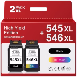 PG-545 CL-546 Ink Cartridge Remanufactured for Canon 545 546 Ink Cartridge, Printer Ink 545 546 for Pixma TS3150 TS3350 TS3355 TS3100 TR4550 TR4551 iP2850 MX495 MG2950 MG3050 Printer (2 Pack)