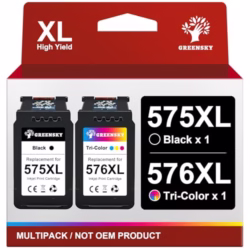 GREENSKY PG-575XL CL-576XL Replacement for Canon 575 576 lnk cartridges 575XL 576XL PG575 CL576 Black and Colour for Canon PIXMA TR4755i TS3750i TS3550i TS3551i TR4750i TR4751i TR4756i